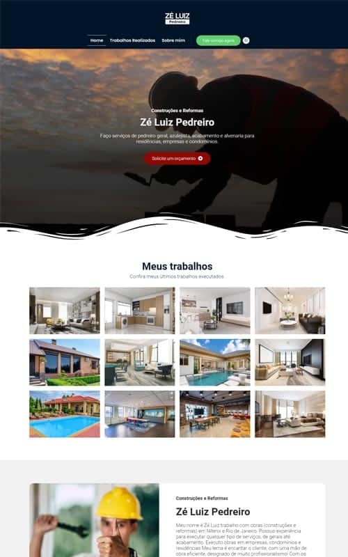 Modelo de site para pedreiros autônomos