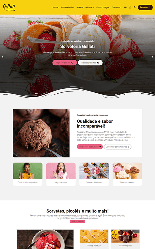 Projeto de site criado para sorveterias