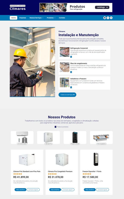 Modelo de Site para empresa de refrigeração e climatização