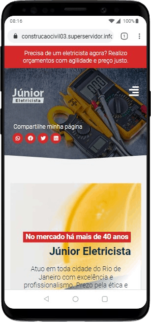 Modelo de site para eletricista autônomo e empresas de eletricistas